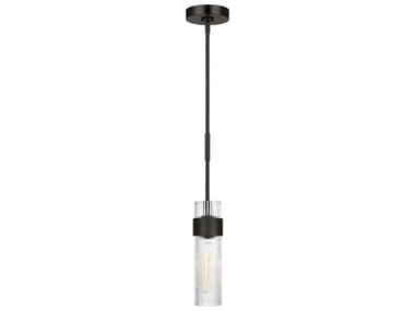 Visual Comfort Studio Geneva 3" 1-Light Aged Iron Black Cylinder Mini Pendant VCSCP1161AI