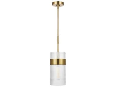 Visual Comfort Studio Geneva 7" 1-Light Burnished Brass Cylinder Mini Pendant VCSCP1171BBS