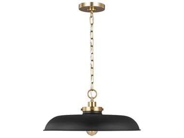 Visual Comfort Studio Wellfleet 20" 1-Light Midnight Black Burnished Brass Pendant VCSCP1231MBKBBS