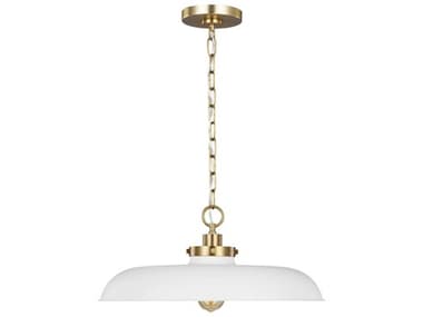 Visual Comfort Studio Wellfleet 20" 1-Light Matte White Burnished Brass Pendant VCSCP1231MWTBBS