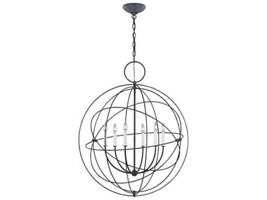 Visual Comfort Studio Bayberry 31" Wide 6-Light Weathered Galvanized Black Candelabra Globe Chandelier VCSCP1246WGV