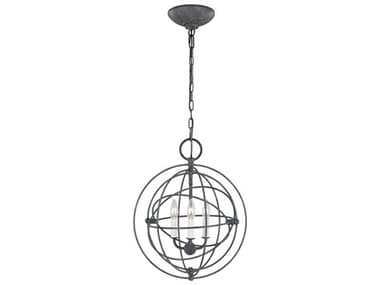 Visual Comfort Studio Bayberry 16" Wide 3-Light Weathered Galvanized Black Candelabra Globe Chandelier VCSCP1263WGV