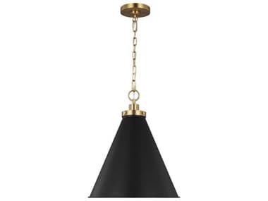 Visual Comfort Studio Wellfleet 15" 1-Light Midnight Black Burnished Brass Pendant VCSCP1271MBKBBS