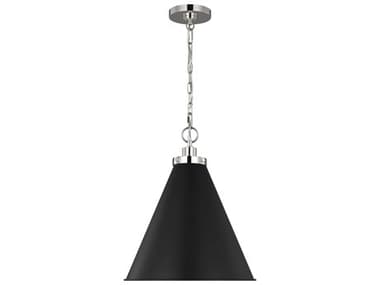 Visual Comfort Studio Wellfleet 1-Light Midnight Black Polished Nickel Pendant VCSCP1271MBKPN