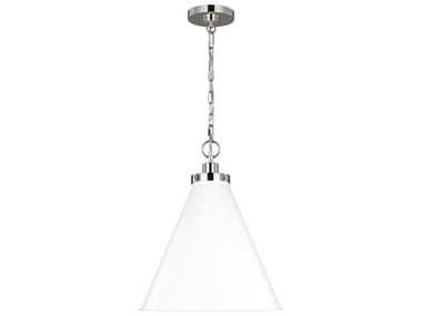 Visual Comfort Studio Wellfleet 15" 1-Light Matte White Polished Nickel Pendant VCSCP1271MWTPN