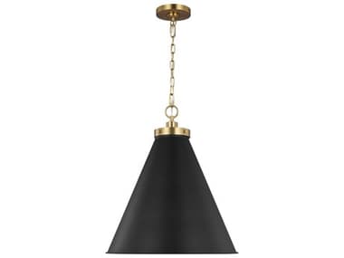 Visual Comfort Studio Wellfleet 19" 1-Light Midnight Black Burnished Brass Pendant VCSCP1281MBKBBS