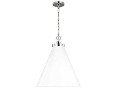 Visual Comfort Studio Wellfleet 1-Light Matte White Polished Nickel Pendant VCSCP1281MWTPN