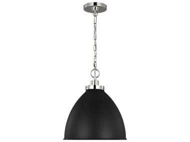 Visual Comfort Studio Wellfleet 1-Light Midnight Black Polished Nickel Dome Pendant VCSCP1291MBKPN