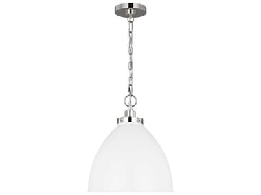 Visual Comfort Studio Wellfleet 15" 1-Light Matte White Polished Nickel Dome Pendant VCSCP1291MWTPN