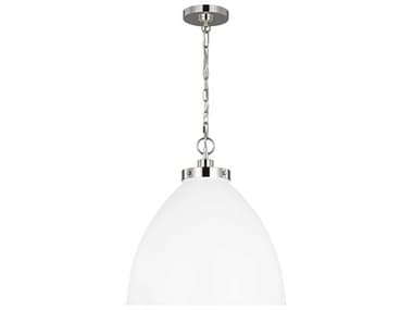 Visual Comfort Studio Wellfleet 1-Light Matte White Polished Nickel Dome Pendant VCSCP1301MWTPN