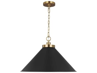 Visual Comfort Studio Wellfleet 1-Light Midnight Black Burnished Brass Pendant VCSCP1311MBKBBS