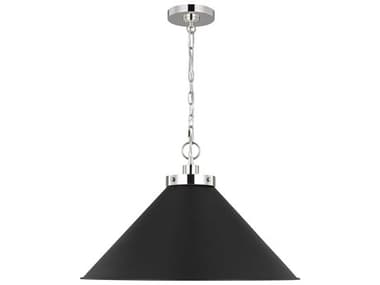 Visual Comfort Studio Wellfleet 1-Light Midnight Black Polished Nickel Pendant VCSCP1311MBKPN