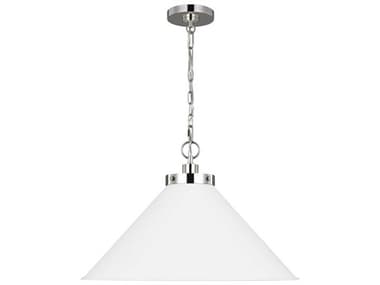 Visual Comfort Studio Wellfleet 23" 1-Light Matte White Polished Nickel Pendant VCSCP1311MWTPN