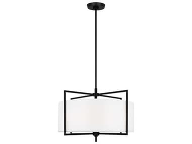 Visual Comfort Studio Perno 23" 4-Light Aged Iron Black Drum Pendant VCSCP1394AI