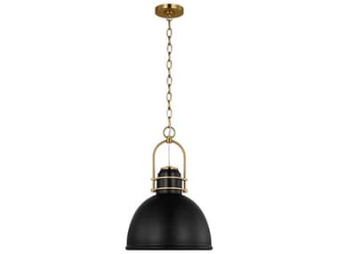 Visual Comfort Studio Upland 1-Light Midnight Black Burnished Brass Dome Pendant VCSCP1411BBSMBK