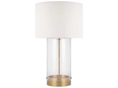 Visual Comfort Studio Garrett Burnished Brass White Linen Fabric Buffet Lamp VCSCT1001BBS1