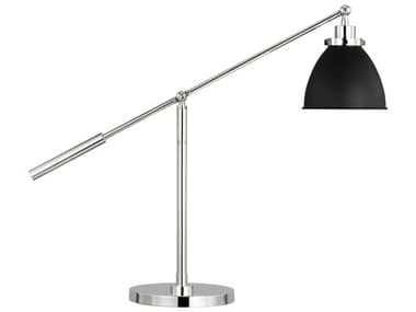 Visual Comfort Studio Wellfleet Midnight Black Polished Nickel Steel Desk Lamp VCSCT1101MBKPN1