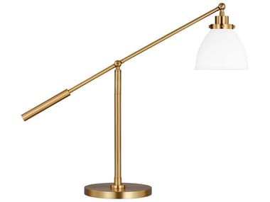 Visual Comfort Studio Wellfleet Matte White Burnished Brass Steel Desk Lamp VCSCT1101MWTBBS1