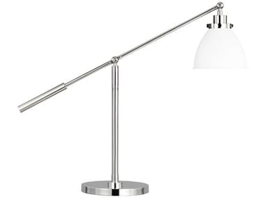 Visual Comfort Studio Wellfleet Matte White Polished Nickel Steel Desk Lamp VCSCT1101MWTPN1