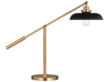 Visual Comfort Studio Wellfleet Midnight Black Burnished Brass Steel Desk Lamp VCSCT1111MBKBBS1