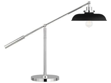 Visual Comfort Studio Wellfleet Midnight Black Polished Nickel Steel Desk Lamp VCSCT1111MBKPN1