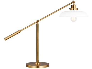 Visual Comfort Studio Wellfleet Matte White Burnished Brass Steel Desk Lamp VCSCT1111MWTBBS1