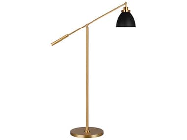 Visual Comfort Studio Wellfleet 46" Tall Midnight Black Burnished Brass Steel Floor Lamp VCSCT1131MBKBBS1