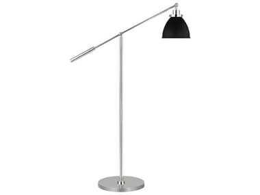 Visual Comfort Studio Wellfleet 46" Tall Midnight Black Polished Nickel Steel Floor Lamp VCSCT1131MBKPN1