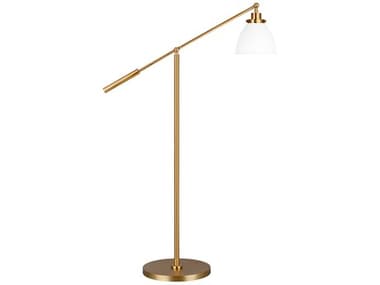 Visual Comfort Studio Wellfleet 46" Tall Matte White Burnished Brass Steel Floor Lamp VCSCT1131MWTBBS1