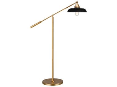 Visual Comfort Studio Wellfleet 46" Tall Midnight Black Burnished Brass Steel Floor Lamp VCSCT1141MBKBBS1