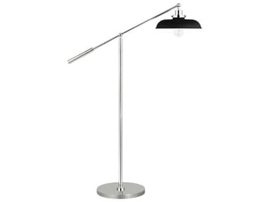 Visual Comfort Studio Wellfleet Midnight Black Polished Nickel Steel Floor Lamp VCSCT1141MBKPN1