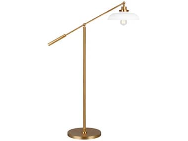 Visual Comfort Studio Wellfleet Matte White Burnished Brass Steel Floor Lamp VCSCT1141MWTBBS1