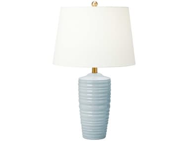 Visual Comfort Studio Waveland Frosted Anglia White Linen Fabric Blue Buffet Lamp VCSCT1201FRA1