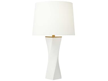 Visual Comfort Studio Lagos White Leather Linen Fabric Buffet Lamp VCSCT1211WL1