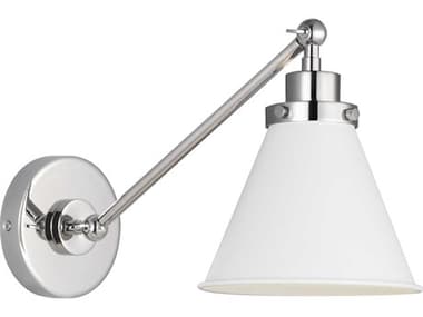 Visual Comfort Studio Wellfleet 1-Light Matte White Polished Nickel Swing Wall Sconce VCSCW1121MWTPN