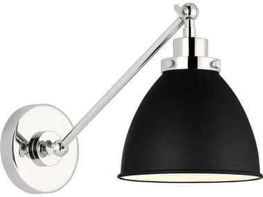 Visual Comfort Studio Wellfleet 1-Light Midnight Black Polished Nickel Swing Wall Sconce VCSCW1131MBKPN