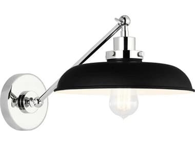 Visual Comfort Studio Wellfleet 8" Tall 1-Light Midnight Black Polished Nickel Swing Wall Sconce VCSCW1141MBKPN