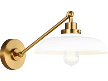 Visual Comfort Studio Wellfleet 1-Light Matte White Burnished Brass Swing Wall Sconce VCSCW1141MWTBBS