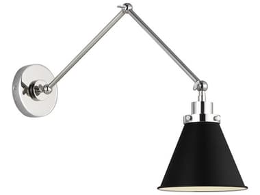 Visual Comfort Studio Wellfleet 1-Light Midnight Black Polished Nickel Swing Wall Sconce VCSCW1151MBKPN