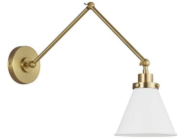 Visual Comfort Studio Wellfleet 1-Light Matte White Burnished Brass Swing Wall Sconce VCSCW1151MWTBBS