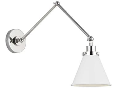 Visual Comfort Studio Wellfleet 1-Light Matte White Polished Nickel Swing Wall Sconce VCSCW1151MWTPN