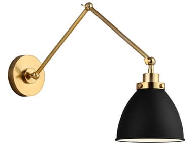 Visual Comfort Studio Wellfleet 1-Light Midnight Black Burnished Brass Swing Wall Sconce VCSCW1161MBKBBS