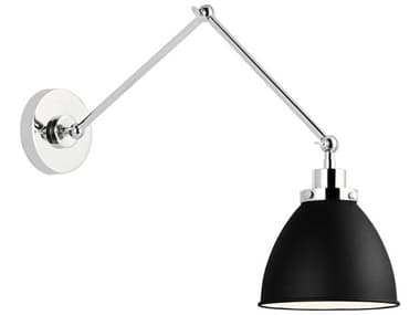 Visual Comfort Studio Wellfleet 14" Tall 1-Light Midnight Black Polished Nickel Swing Wall Sconce VCSCW1161MBKPN