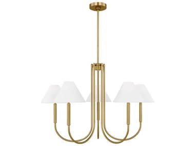 Visual Comfort Studio Porteau 6-Light Satin Brass Chandelier VCSDJC1035SB