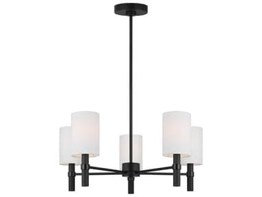 Visual Comfort Studio Manor 5-Light Midnight Black Cylinder Chandelier VCSDJC1135MBK