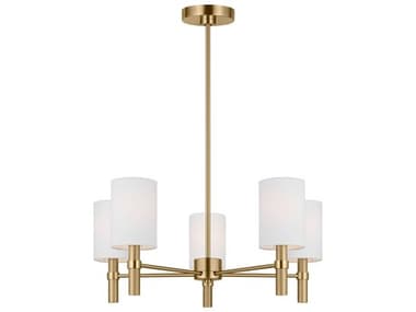 Visual Comfort Studio Manor 5-Light Satin Brass Cylinder Chandelier VCSDJC1135SB