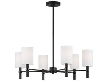 Visual Comfort Studio Manor 6-Light Midnight Black Cylinder Chandelier VCSDJC1146MBK