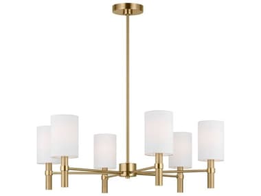 Visual Comfort Studio Manor 6-Light Satin Brass Cylinder Chandelier VCSDJC1146SB