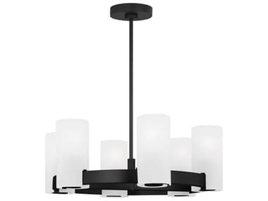 Visual Comfort Studio Rhode 6-Light Midnight Black Cylinder Chandelier VCSDJC1156MBK