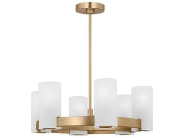 Visual Comfort Studio Rhode 6-Light Satin Brass Cylinder Chandelier VCSDJC1156SB